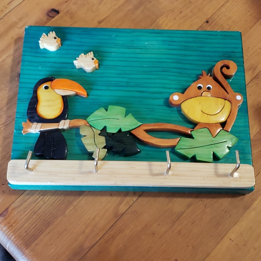 Handmade Solid Wood Key Holder 8x6" Mexico